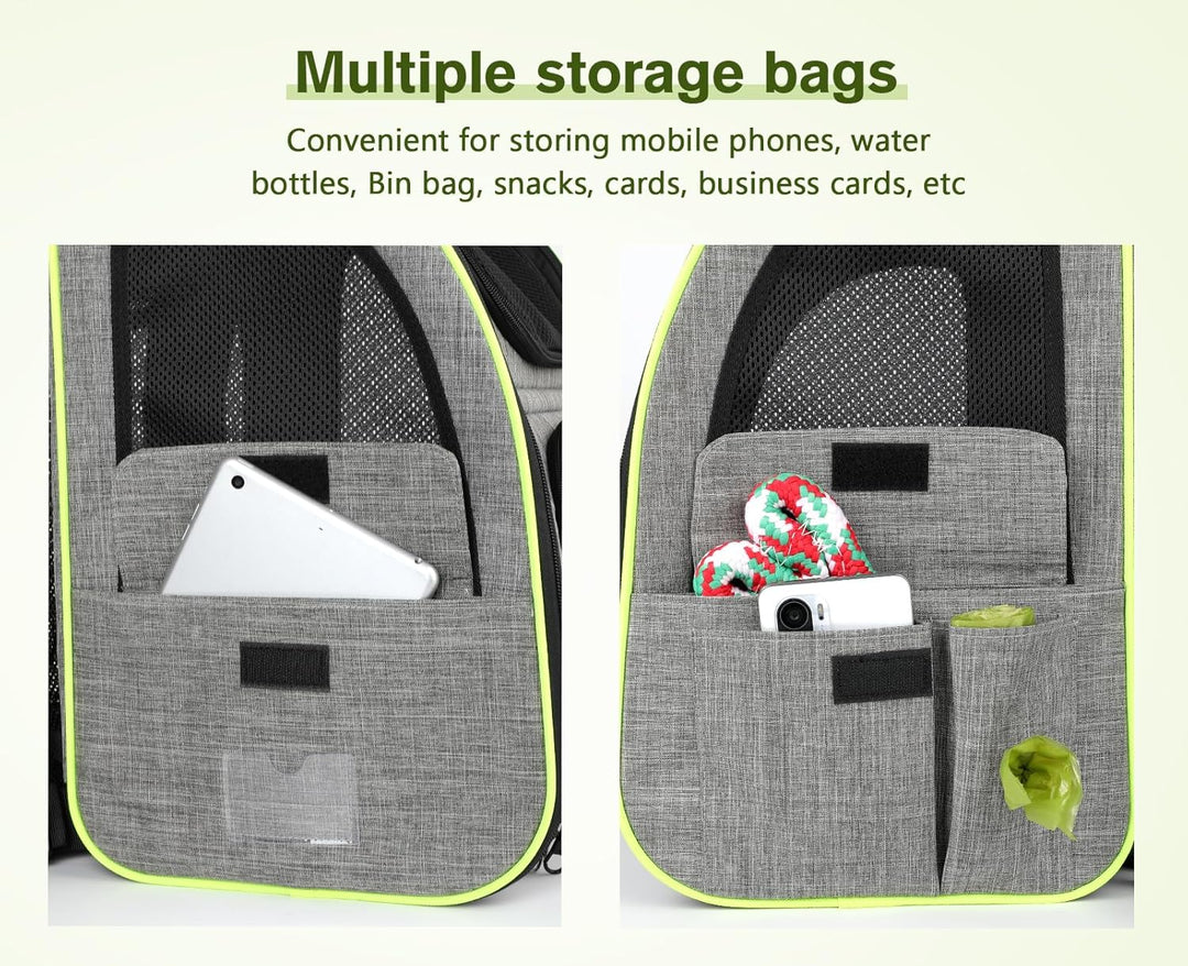 pecute Haustier Rucksack mit Netzfenster, Erweiterbarer Platz, Tragbare & Faltbare Katzentasche mit