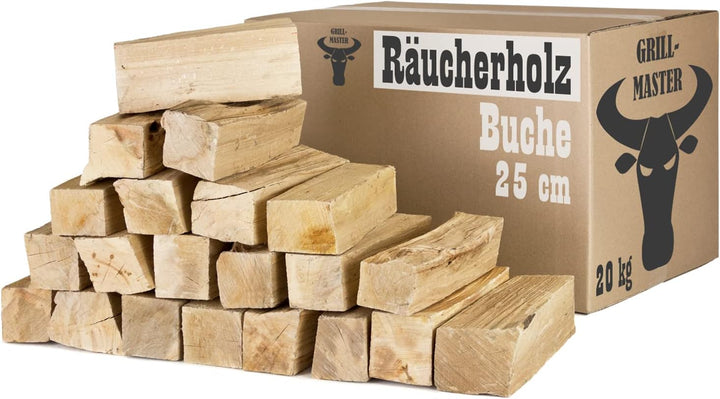 Buche Smoker Holz Räucherholz Brennholz 20 kg Buchenholz ohne Rinde 25 cm Kaminholz Smoke Feuerholz