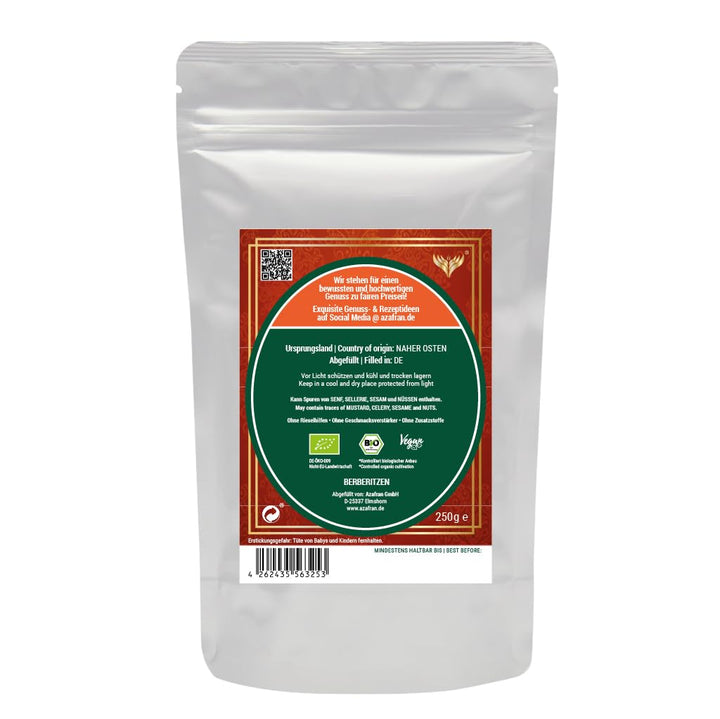 Azafran BIO Berberitze (Sauerdorn) geschnitten, getrocknete Berberitzen Beeren für Tee & Küche 1kg,