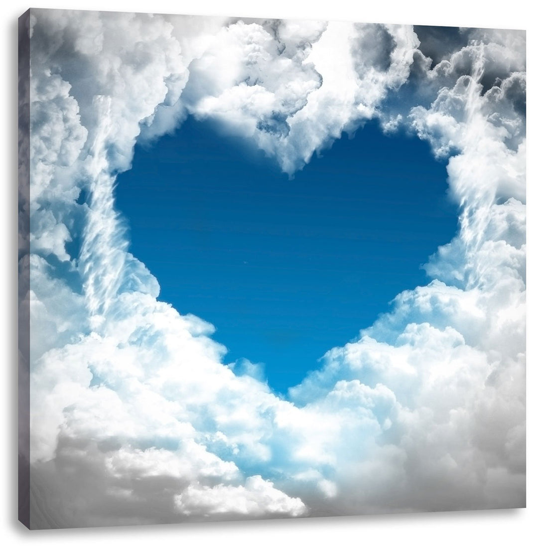 Pixxprint Romantisches Herz in den Wolken als Leinwandbild | Grösse: 70x70 cm | Wandbild | Kunstdruc