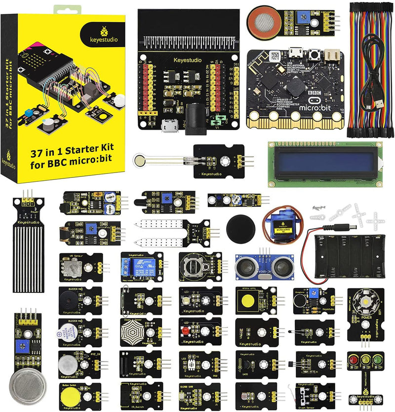 KEYESTUDIO BBC Micro:bit 37 In 1 Sensor Starto Kit | Microcontroller Starter Kit mit Microbit V2, PD