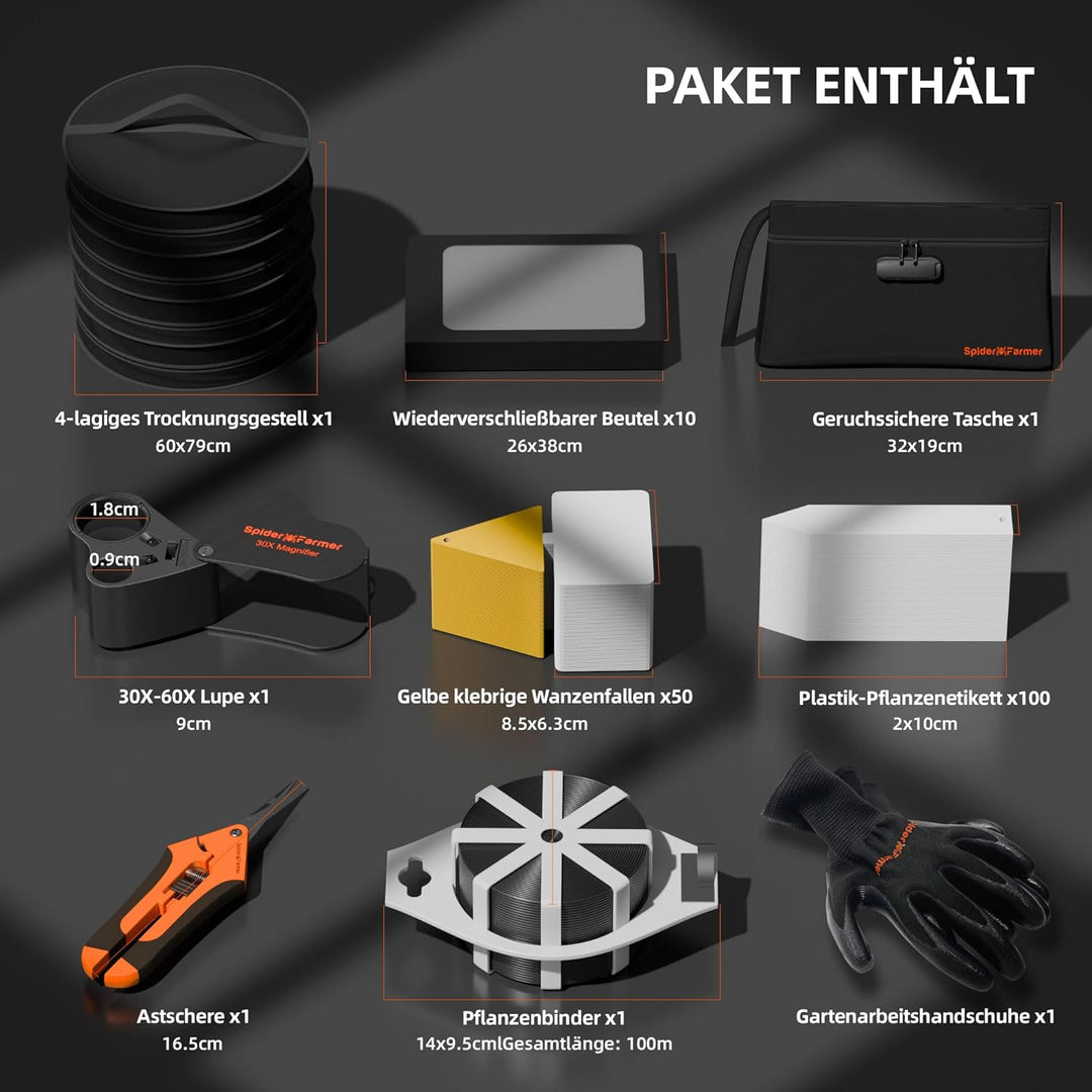 Spider Farmer Cost-Effective 9-in-1 Plant Grow Tools Kit, Professionelle Kräuter Gartengeräte, Garte