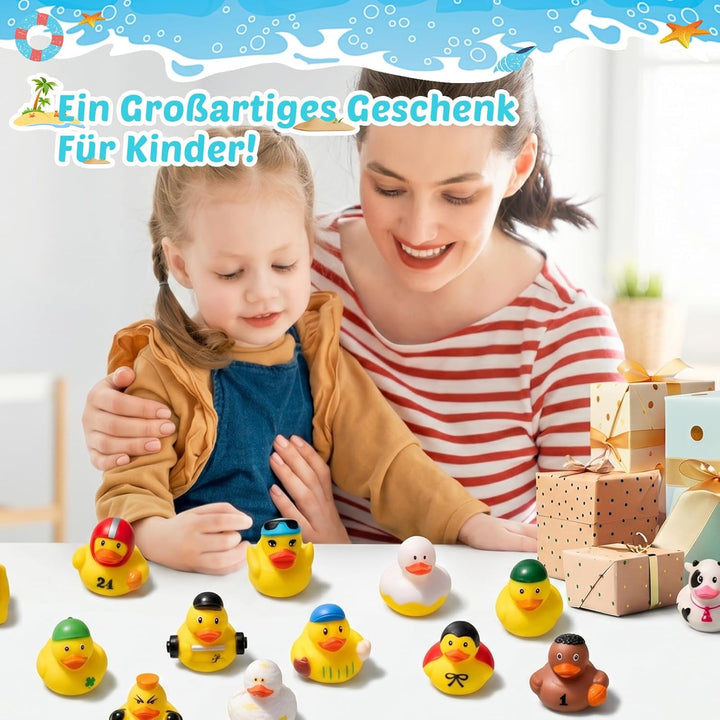 30 Stück Quietschenten Set - Bunte Badeenten mit Quietschfunktion für Bad, Pool & Party - Lustige Gu