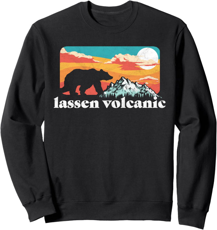 Lassen Volcanic Retro Bear & Mountain Vintage 80s Graphic Sweatshirt