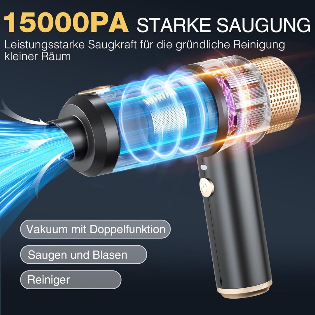 Dealswin 4-in-1 Handstaubsauger Kabellos, 15KPA Stark Auto Mini Staubsauger Tastatursauger, 100500 U