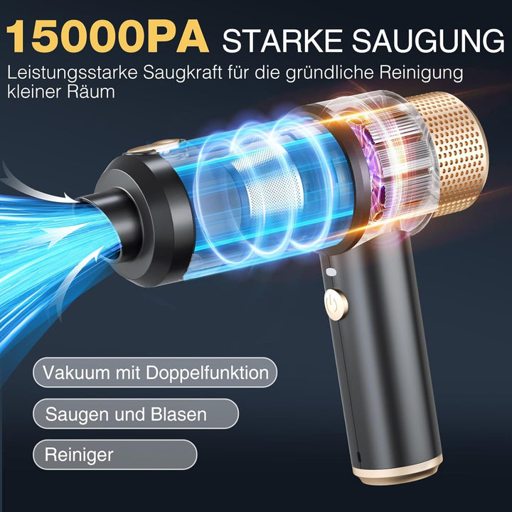 Dealswin 4-in-1 Handstaubsauger Kabellos, 15KPA Stark Auto Mini Staubsauger Tastatursauger, 100500 U