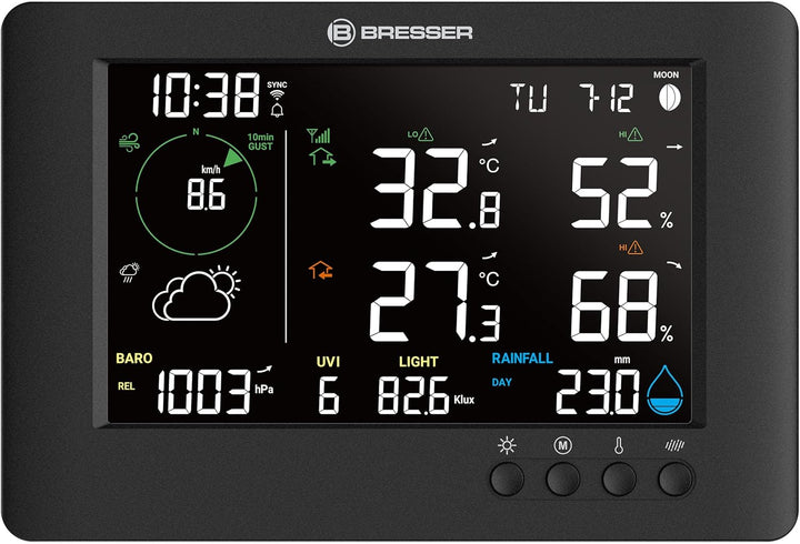 Bresser WLAN 7-in-1 Wetterstation TB: Umfangreiche Daten, Grafik-Prognose, Multi-Sensor, Innenklima-