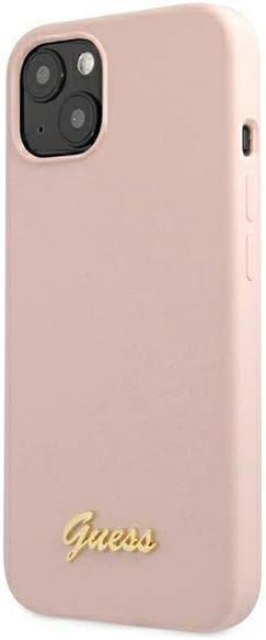 Guess GUHMP13MLSLMGLP Hülle für iPhone 13 6,1" hell-pink Silicone Script Gold Logo Magsafe