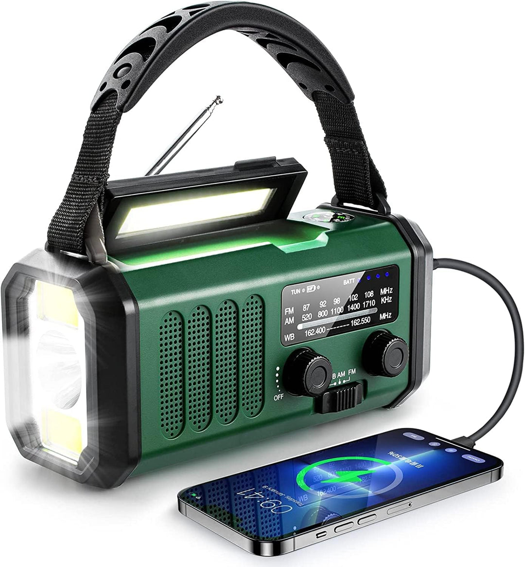 Winnes Notfall Wetter Radio, Akku, Tragbar Radio mit SOS-Alarm, 20000 mAh, Kurbel, Solarradio, AM/FM