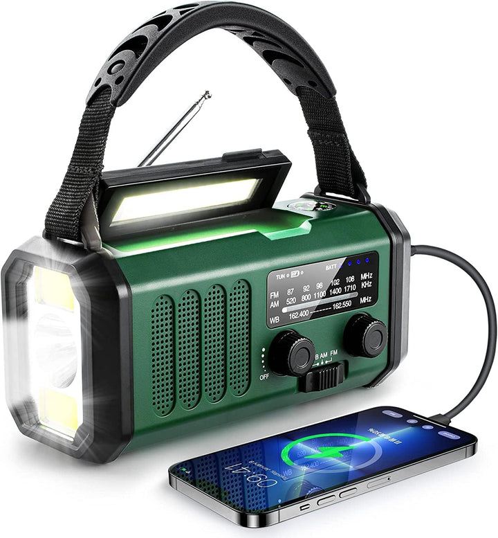 Winnes Notfall Wetter Radio, Akku, Tragbar Radio mit SOS-Alarm, 20000 mAh, Kurbel, Solarradio, AM/FM