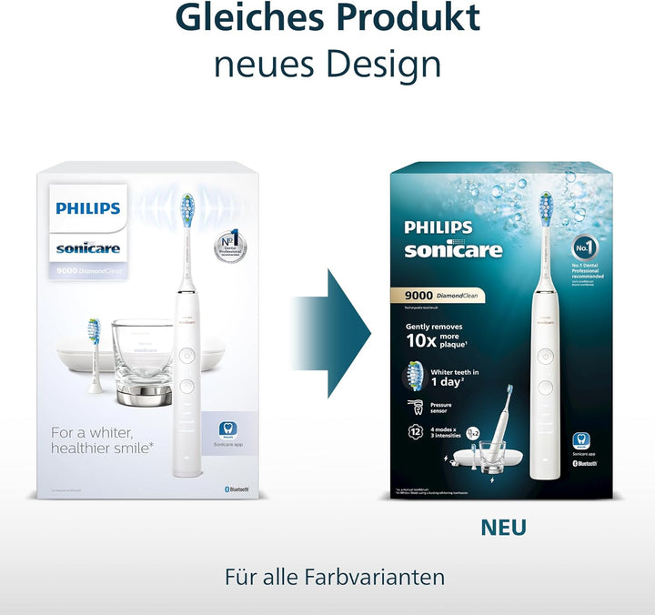 Philips Sonicare DiamondClean 9000 Elektrische Zahnbürste Doppelpack - 2 Schallzahnbürsten, 1x Ladeg