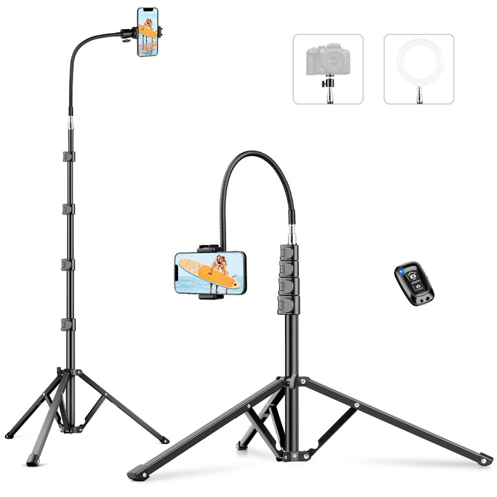 Victiv 224cm Hoch Handy Stativ, Schwerlast Flexibel Overhead Stativ für Kamera mit 35cm Verstellbare