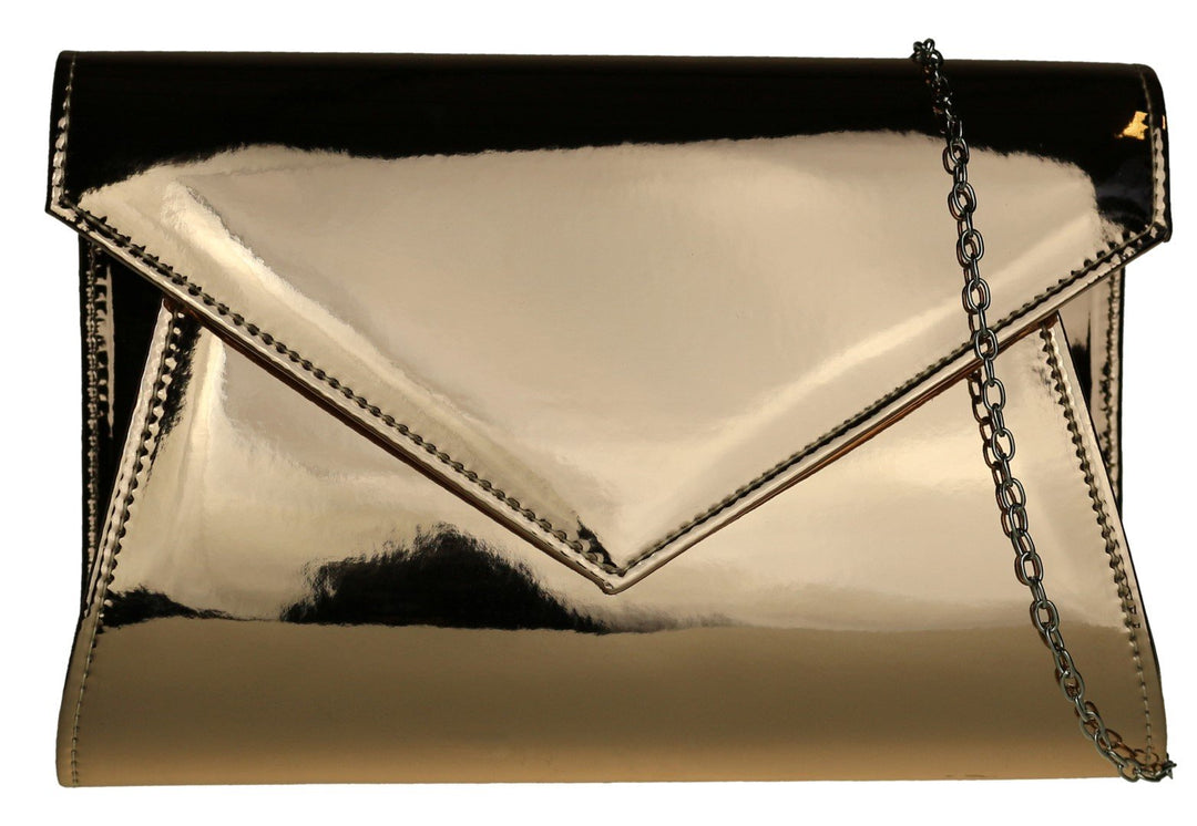 Girly Handbags Damen Clutch aus Kunstleder, glänzend Champagnerfarben, Champagnerfarben