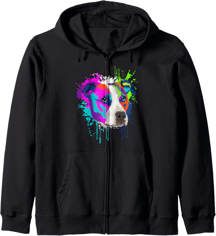 Splash Art Pitbull Hundehalter Geschenkidee Hunde Kapuzenjacke
