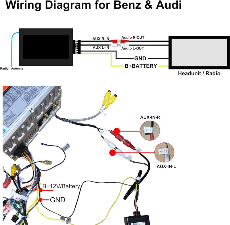 AUX-Adapter für BMW E60, FM-Radio-Transmitter für alle Android-Bildschirme, AUX für Mercedes Benz &