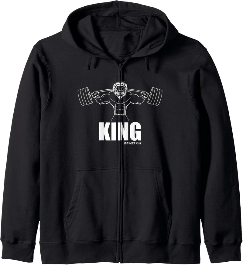 KING Löwe Fitness Beast ON | GYM Motivation Fitness Sprüche Kapuzenjacke