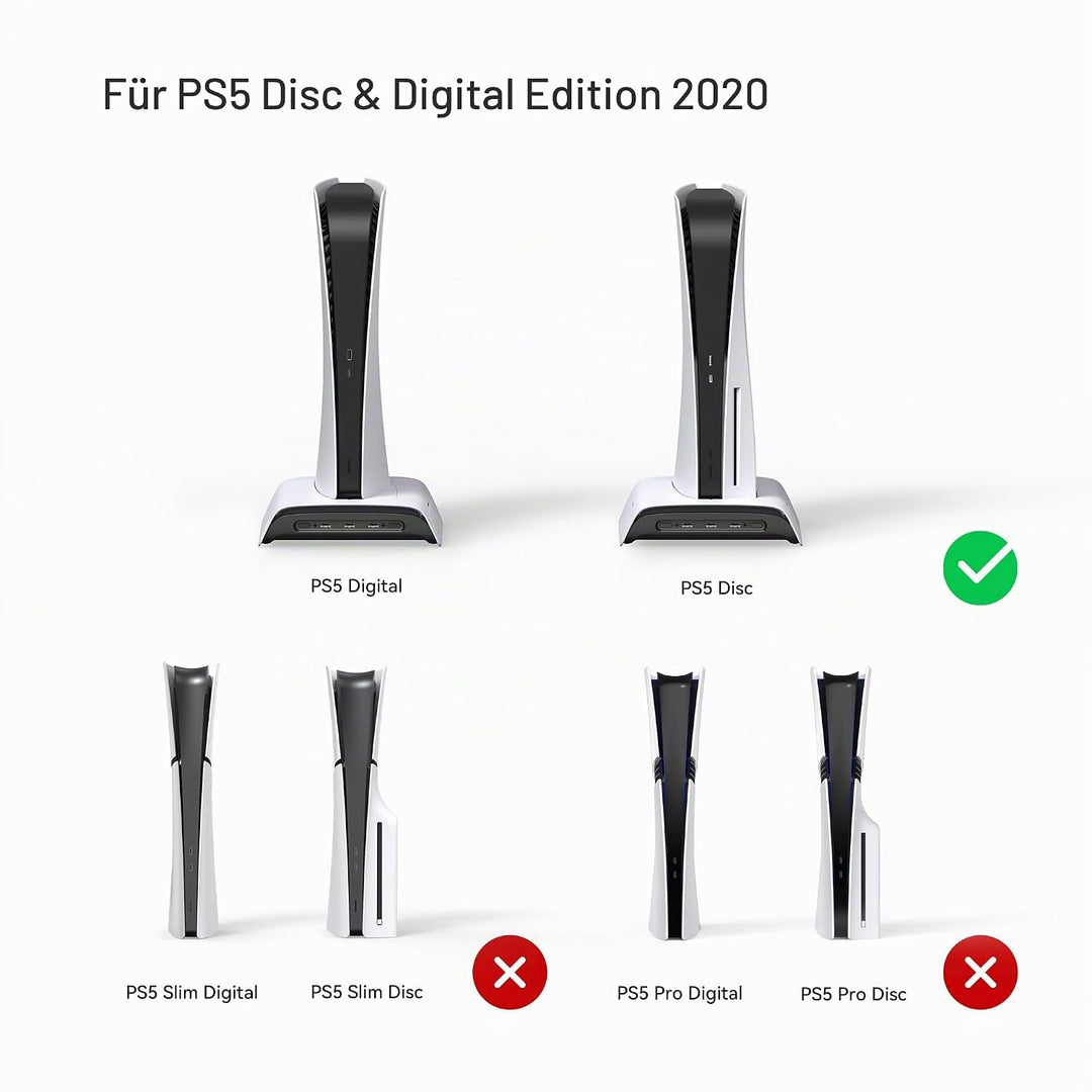 KIWIHOME Vertikale Kühlung RGB, 3-stufiger Lüfter, Ladestation für Dual-Controller, 10 Spielplätze,