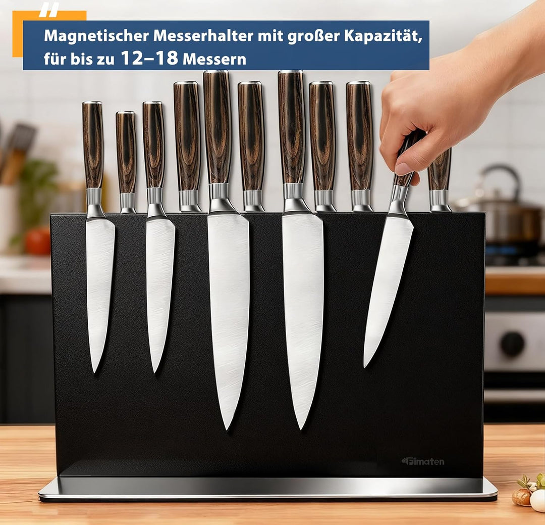 Magnetischer Messerblock ohne Messer - Schwarz Stark Magnetisch & Doppelseitig Messerblock aus Edels