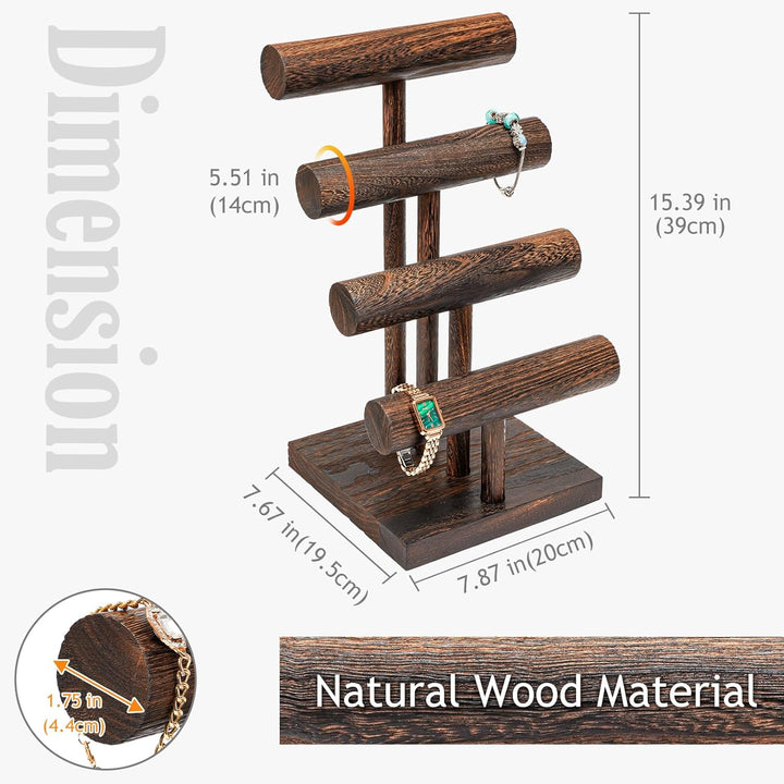 ProCase 4 Etagen T-Form Armbandhalter aus Holz, Abnehmbare Armband Halterung Schmuckhalter Armbänder