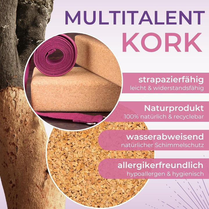 EMMAfit Kork Yoga Block Klassik I hochwertiger Yogablock aus Kork für Yoga-Übungen I hygienisch &amp; um