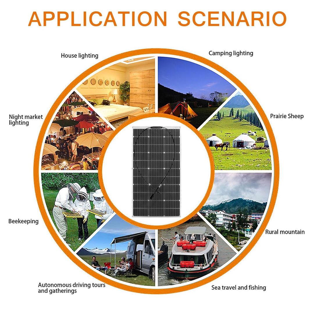 500W 12V Flexibel Solarpanel 5x100W 18V Monokristalline Photovoltaik Solarmodule für Batterien, Wohn