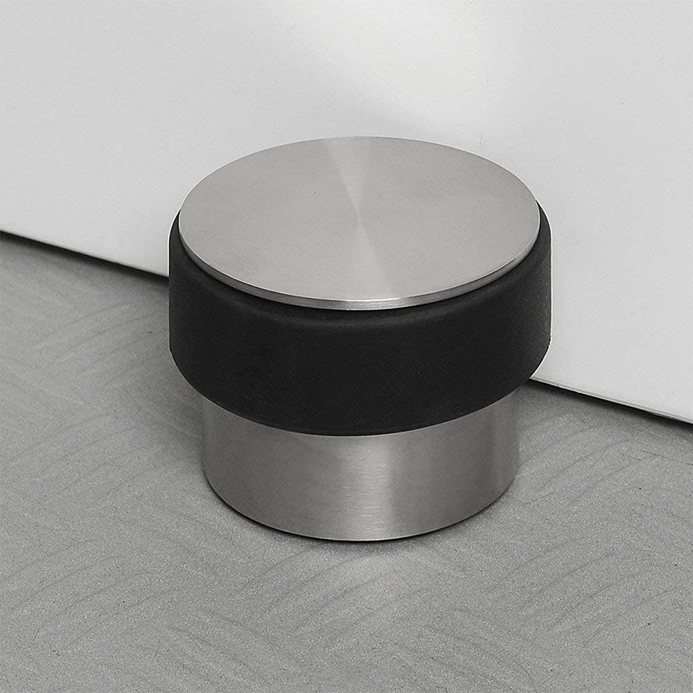 Blomus -STOP- Robuster Türstopper aus mattem Edelstahl, 2kg, mit Kratzschutz und Schutzrand aus Gumm