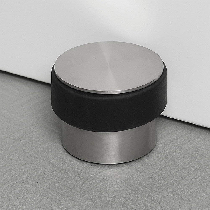 Blomus -STOP- Robuster Türstopper aus mattem Edelstahl, 2kg, mit Kratzschutz und Schutzrand aus Gumm