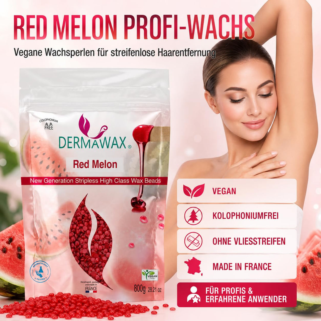 800 Gramm Dermawax Red Melon Hypoallergen Waxing Perlen zur Haarentfernung Augenbrauen Gesicht Intim
