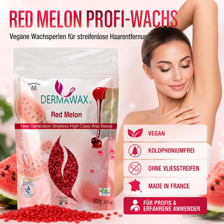 800 Gramm Dermawax Red Melon Hypoallergen Waxing Perlen zur Haarentfernung Augenbrauen Gesicht Intim