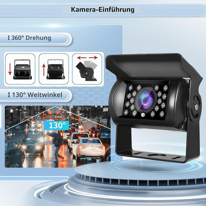 Hodozzy Rückfahrkamera Auto und 7 Zoll LCD Monitor Set, Nachtsicht Wasserdichtes Backup Kamera 12V-2