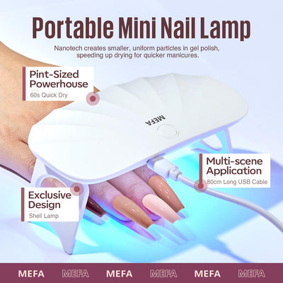 MEFA Shellac Set Starterset mit Lampe 6W,12 Farben UV Nagellack Set Gelnägel Starterset Nude Lila Ro