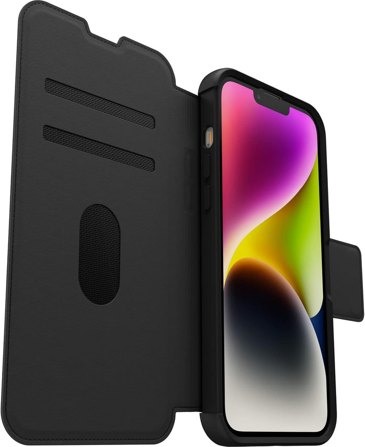 OtterBox Strada Hülle für iPhone 14 Plus, stossfest, sturzsicher, Premium Lederfolio mit Zwei Karten