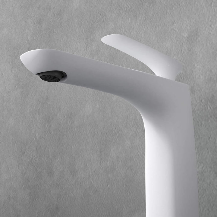 doporro Design Armatur Wasserhahn Bad Weiss | Waschtischarmatur für Waschbecken | Waschbeckenarmatur