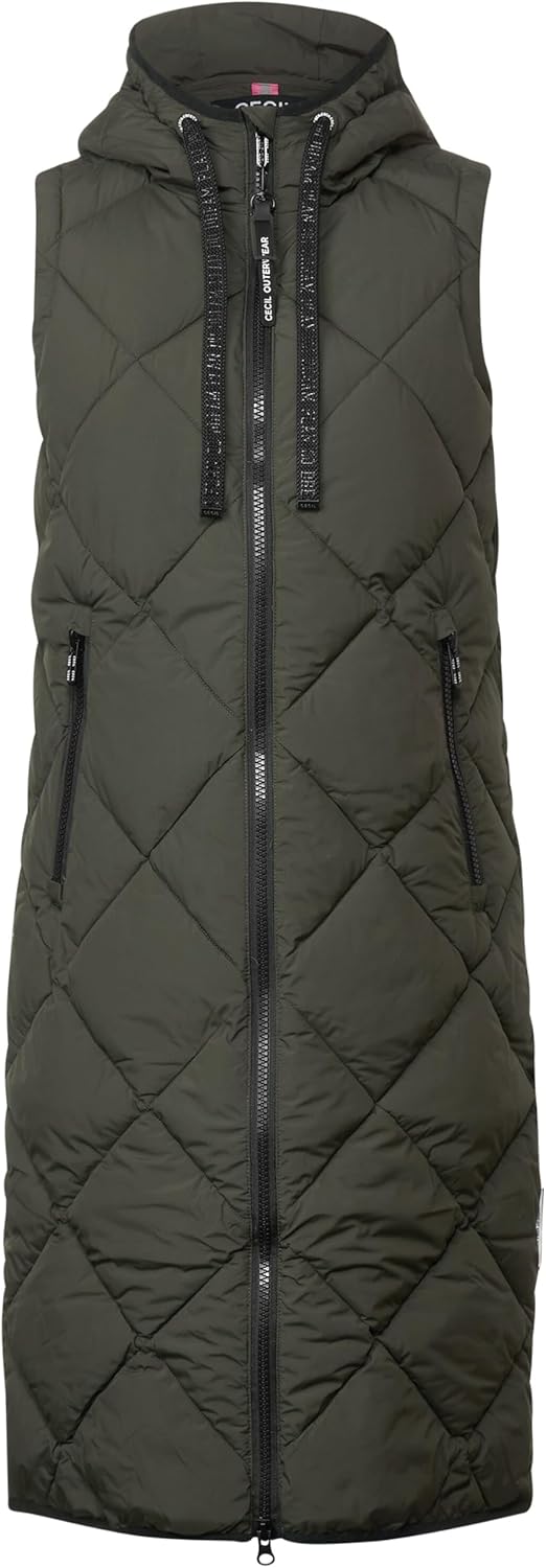Cecil Damen Steppweste Lang S Olive Crop, S Olive Crop