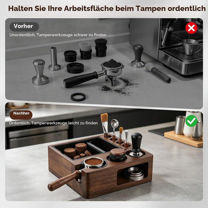 Espresso Tamperstation aus Holz für 51/54/58 mm Siebträger