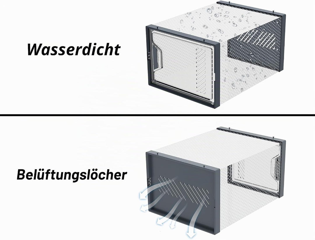 Schuhboxen Stapelbar Transparent, 12er Pack Schuhkarton mit Deckel, Schuhaufbewahrung für Stöckelsch