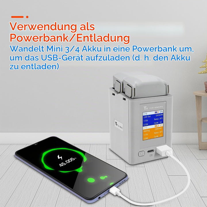 LYONGTECH LCD Akku Ladegerät für DJI Mini 3,Mini 4/3 Pro Drohne,Parallel Akkuladestation, Charger Hu