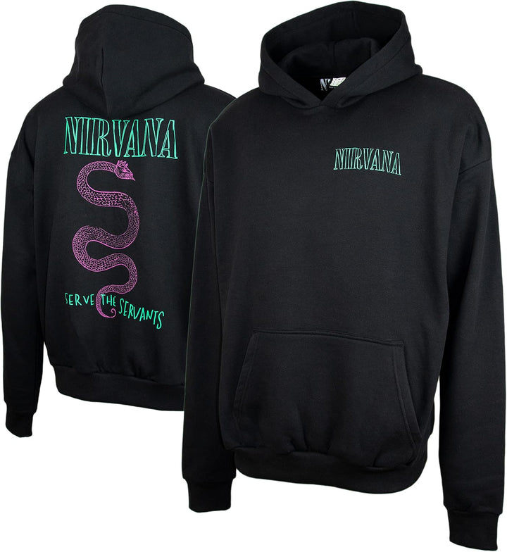 Amplified Oversized Kapuzenpullover mit Front- und Rückenprint, Schwarz, Herren, Damen, Musik, Rock-