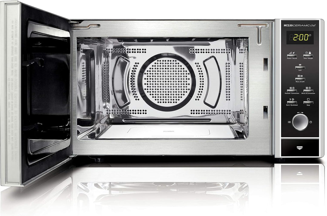 CASO | MCG30 Ceramic chef 3in1 Mikrowelle mit Grill + Heissluft 2100W |30L, Keramikboden, Grill-Rost