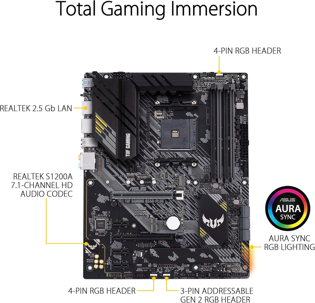 ASUS TUF Gaming B550-Plus Mainboard Sockel AM4 (ATX, Ryzen, PCIe 4.0, 2x M.2, 2Gbit/s Ethernet, SATA