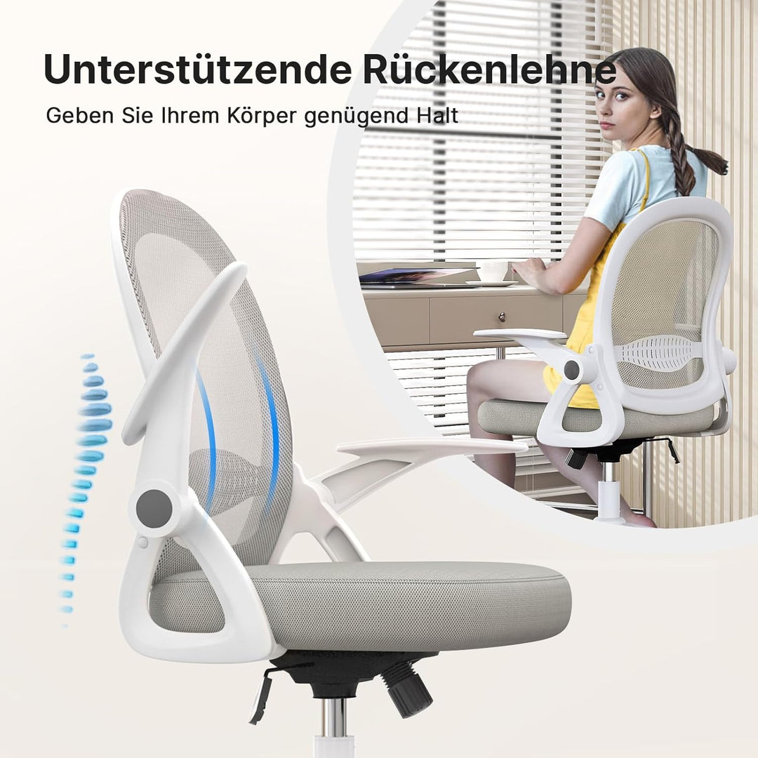 naspaluro Bürostuhl, Ergonomischer Schreibtischstuhl mit Atmungsaktiv Netzbespannung, Hochklappbare