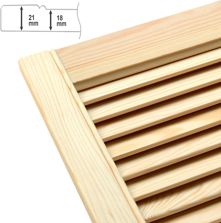ben+camilla.com Lamellentüren 69,0 x 59,4 cm Holztür Natur mit offenen Lamellen für Regale, Schränke