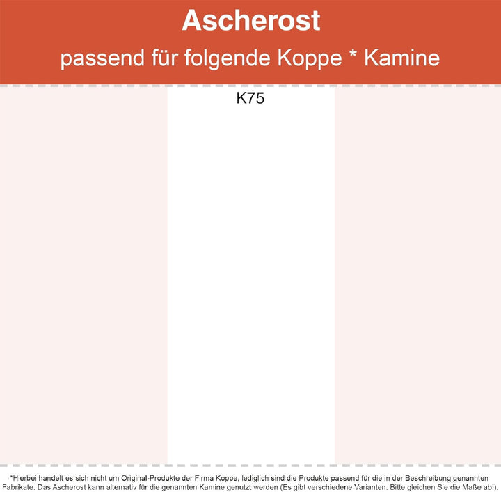 Kaminrost/Ascherost Eckig 200 x 185 x 10 mm passend für Koppe K75 ** Kaminöfen inkl. Modellübersicht