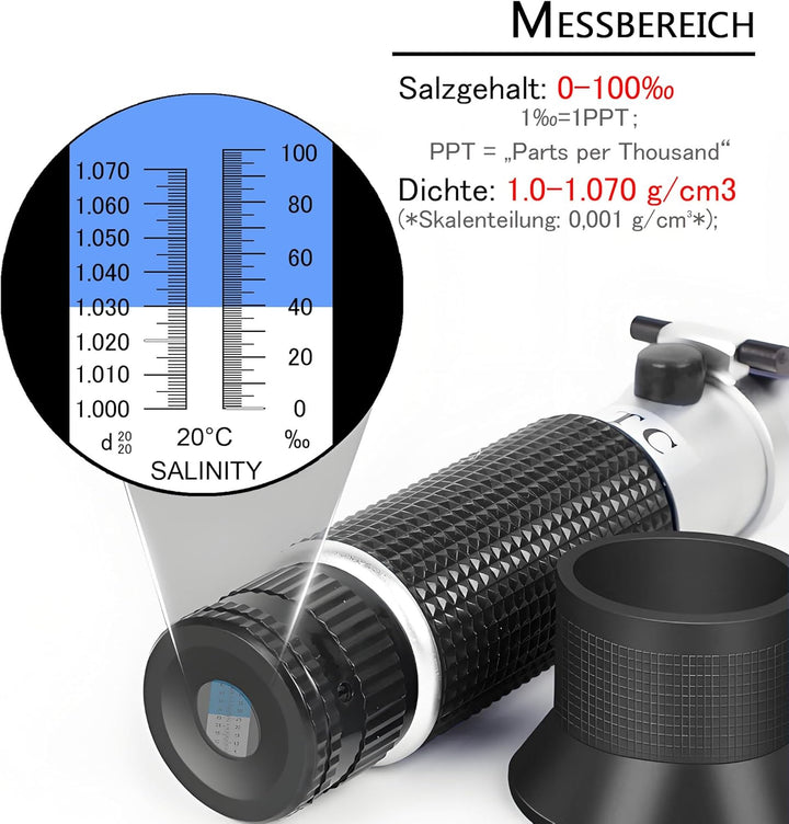 Meerwasser Salzgehalt Refraktometer,V·RESOURCING Handheld Messgerät Salinometer Refraktometer 0-10%