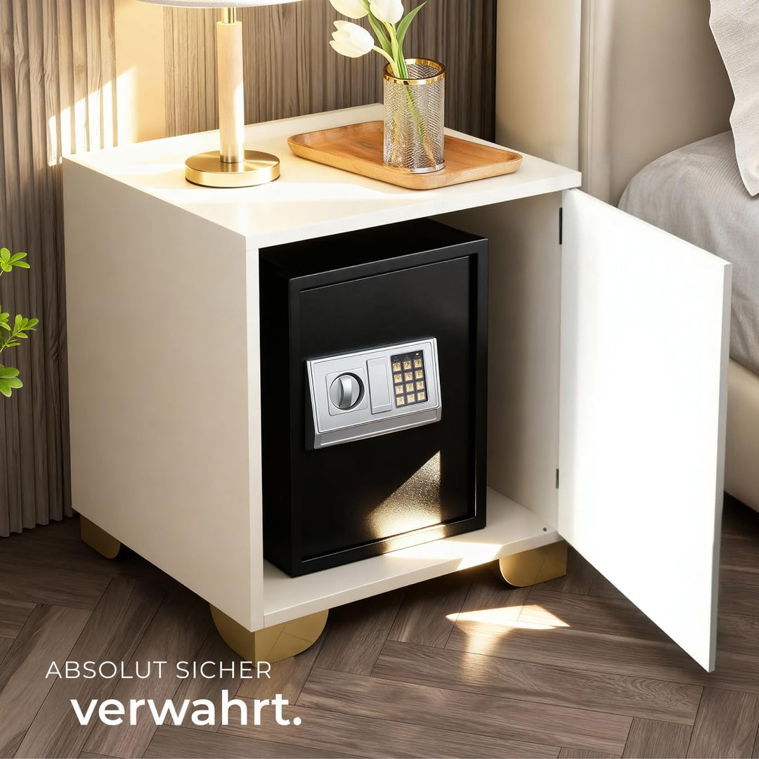 tectake® elektronischer Safe, Tresor für Zuhause, mit Sicherheitscode, mit Schloss und Notfall Schlü