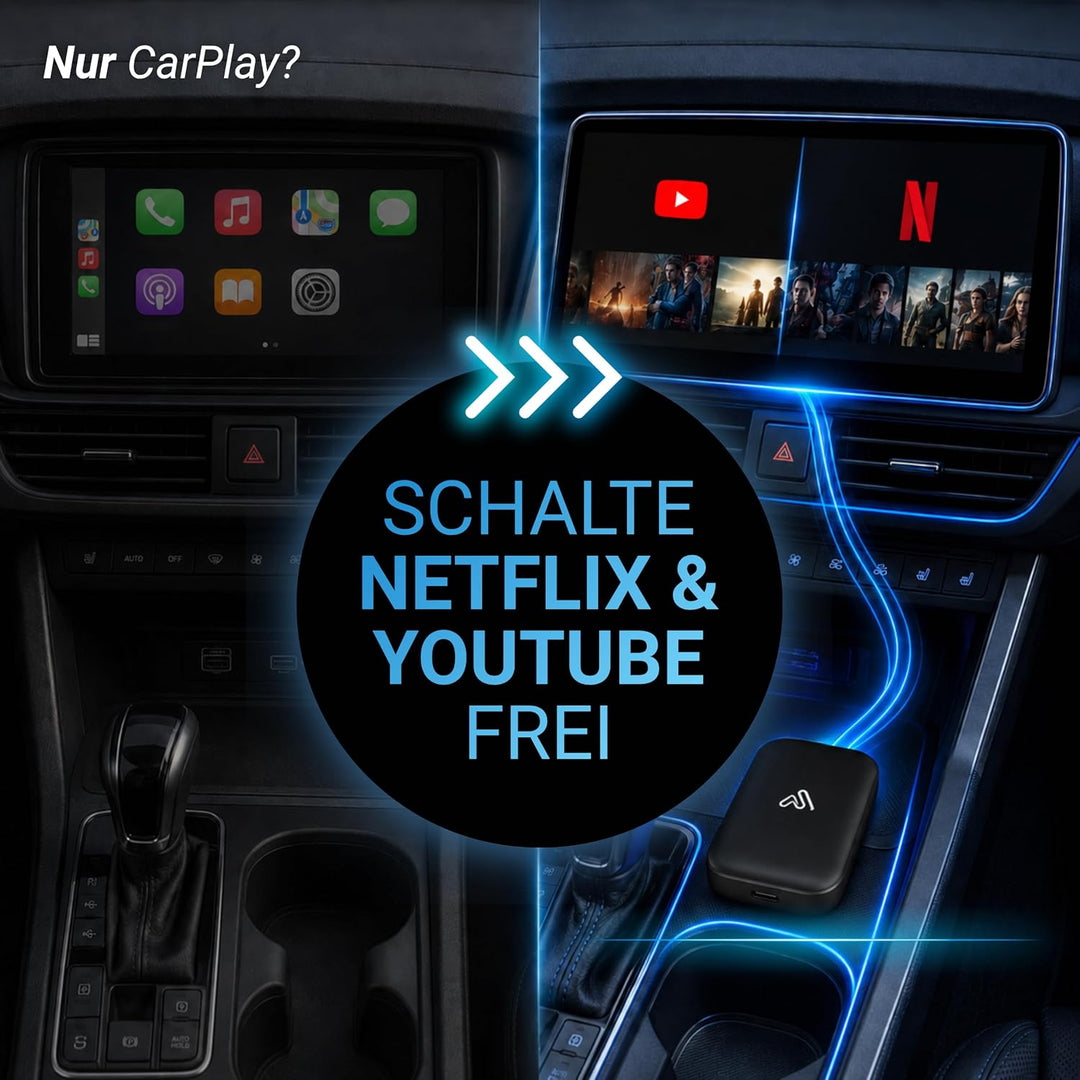 AutoSky Wireless CarPlay & Android Auto AI Box Lite – Für Fahrzeuge mit Wired CarPlay – Kabellos Car