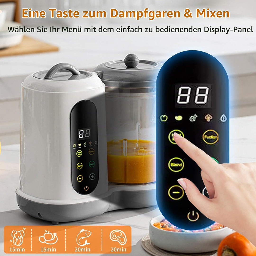 Babynahrungszubereiter - Multifunktionaler Babybrei Zubereiter, Baby Food Maker mit Dampfgarer und M