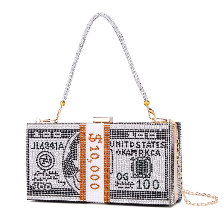 Dollar Clutch Geldbörse für Damen von Covelin, Strass Abend Handtasche Geldbeutel Schwarz, Schwarz