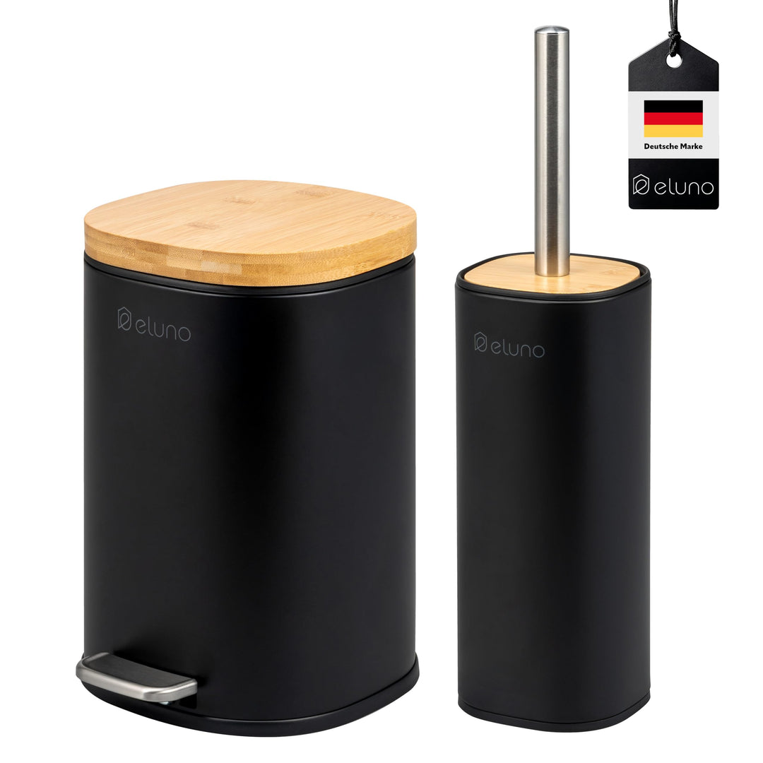 eluno Badezimmer Zubehör Set FRAMURA 2tlg. bestehend aus 1 Kosmetikeimer mit Soft-Close Deckel und 5