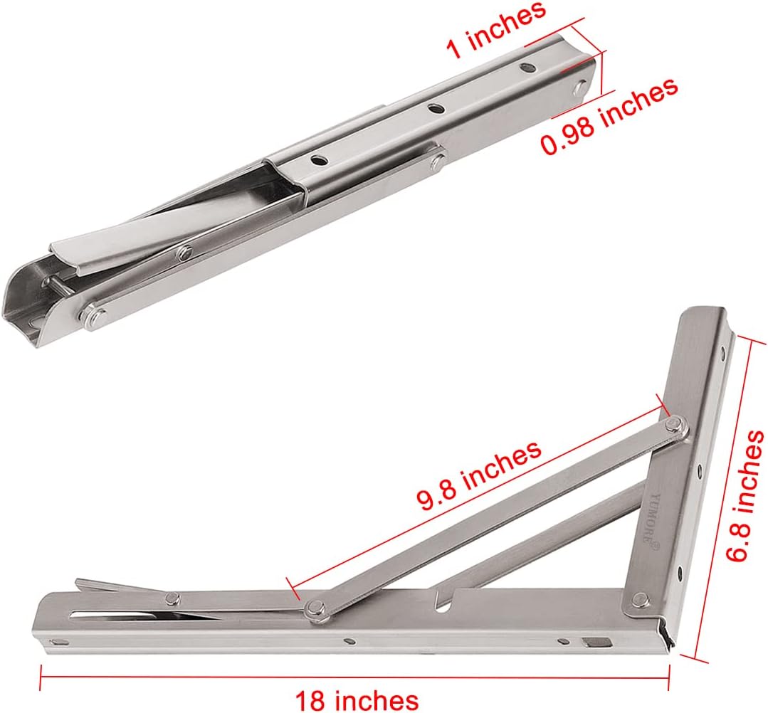 YUMORE Klappkonsole Schwerlast 450mm,Regalträger Klappbar Edelstahl Klappregalhalterungen Wand Tisch